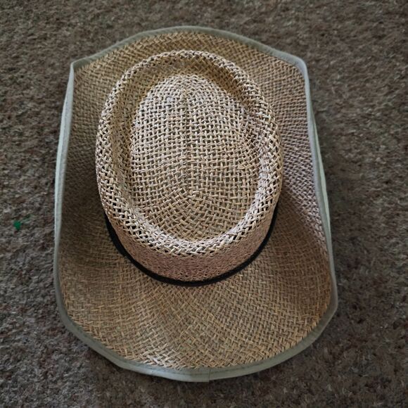 HBY Miami Wide Brim Sun Hat Tan & White Straw Women’s Bendable Rim Men One Size main image 8